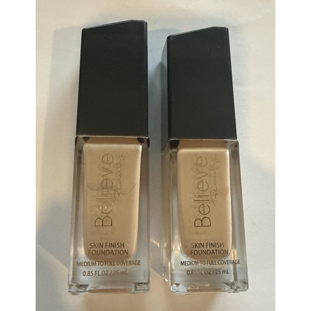(2 Pack) Believe Beauty Skin Finish Foundation - Porcelain (0.85 fl oz Each) New